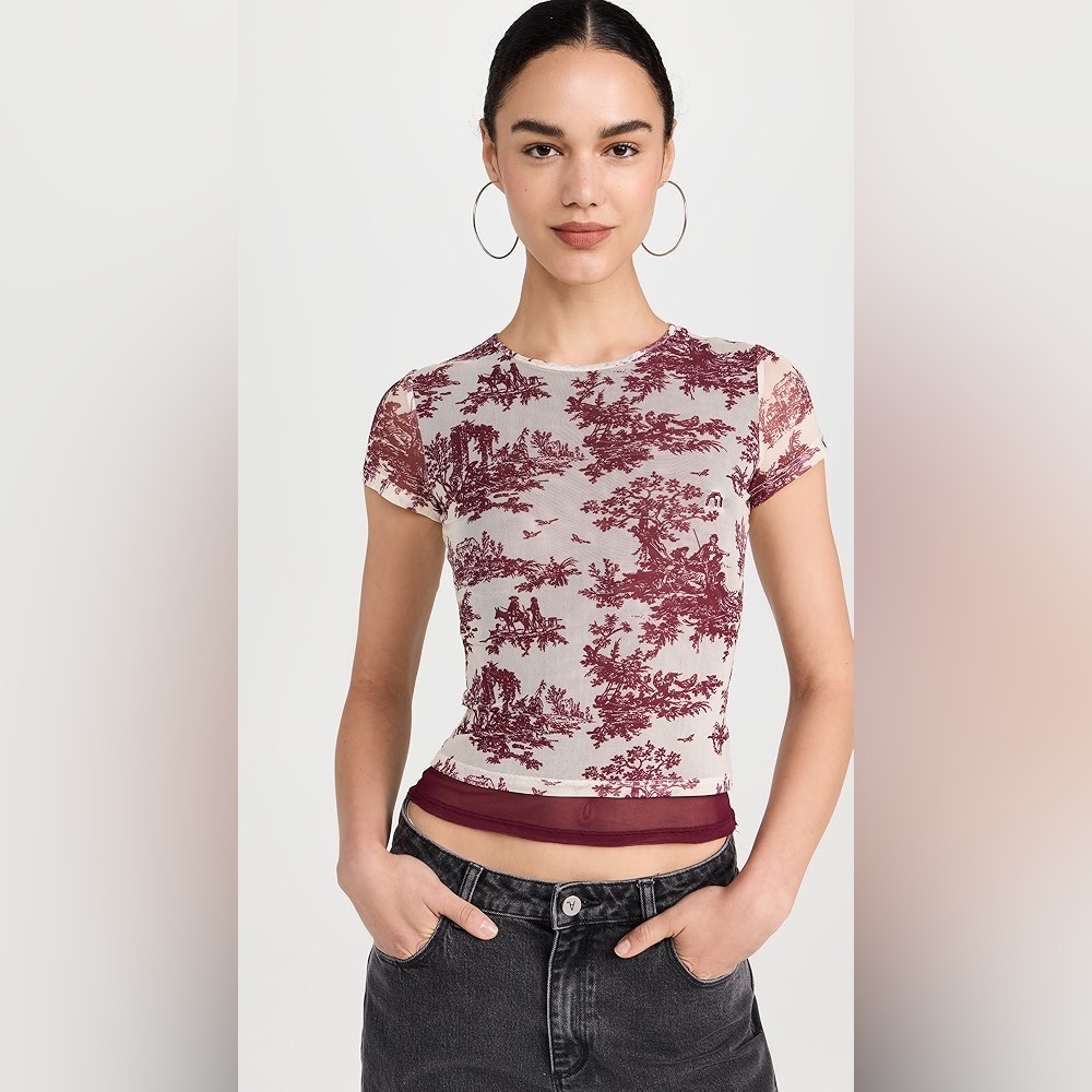 Miami Mini Tee in Maroon Toile